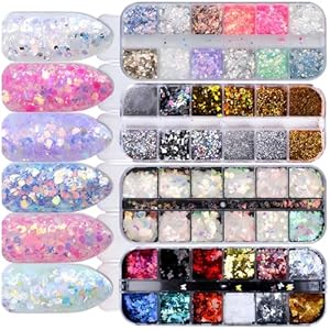 Cailiya 4 Pudełka Brokat Cekiny Paznokcie CAILI-0491