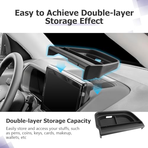 Image of LUWU for 2026 Bronco Sport Dashboard Storage Tray - 2025 2026 Ford Bronco Sport 13.2-inch Behind Screen Organizer Center Console Display Box Dash Tray Bronco Sport 2026 Accessories (for 13.2 inch Screen)