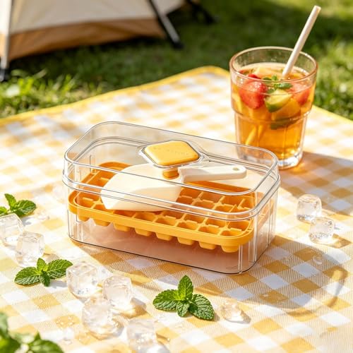 Molde para cubitos de hielo con tapa y cucharón, pack 2 miniatura 2