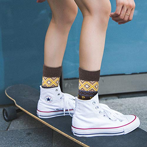Senker Fashion Womens Wool Socks, Stocking Stuffers Gifts for Women Men Warm Soft Crew Boot Sock for Winter Hiking - Thumbnail 6