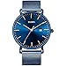 Produktbild BUREI Minimalist Herrenuhr Classy Date Gents Armbanduhr mit einfachem Band, einfach, großes Zifferblatt aus Edelstahl