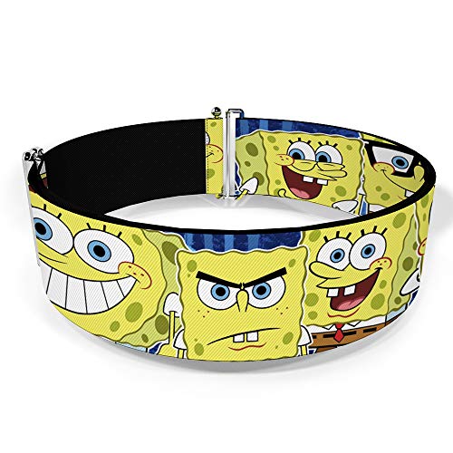 Buckle-Down Nickelodeon Belt, Cinch Belt SpongeBob Expressions Stripe Blue, 3.0 Inch Wide, Adjustable2