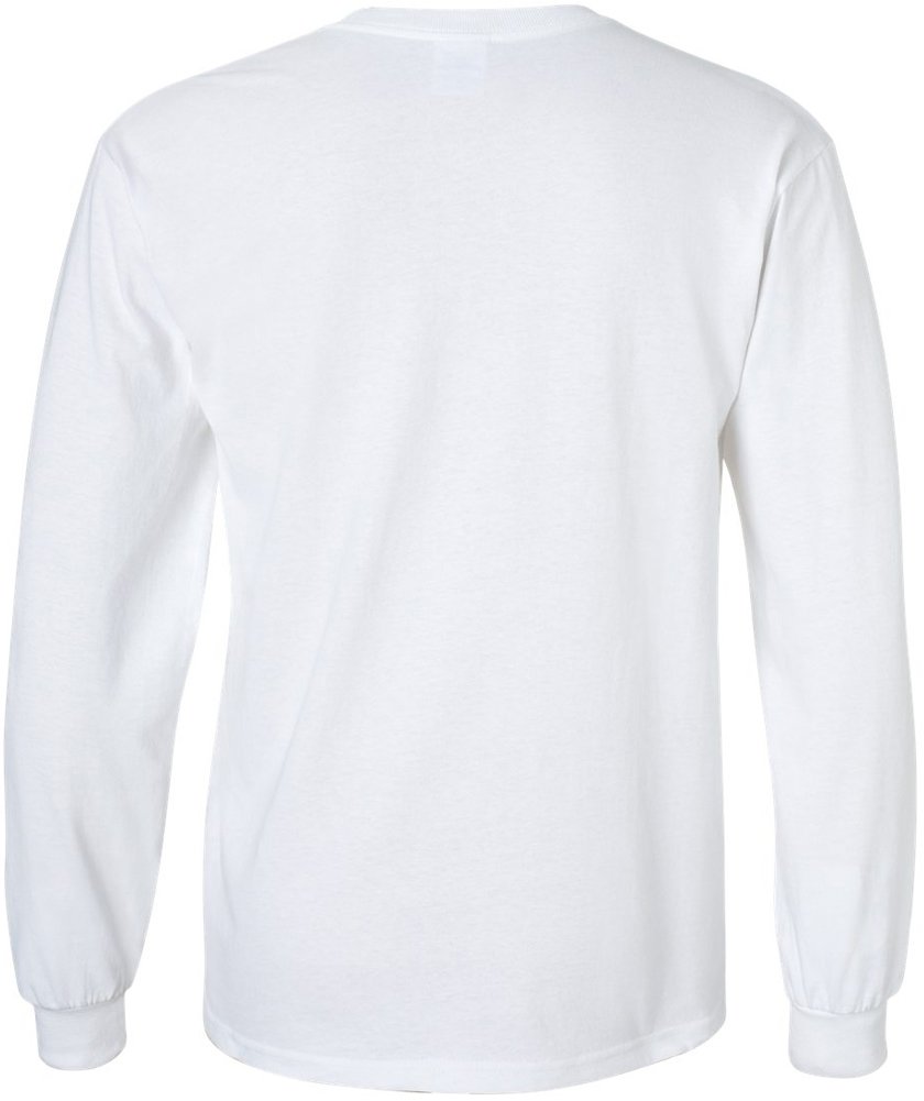Joe's USA Men's Long Sleeve Pocket Crewneck T-Shirts-L-White