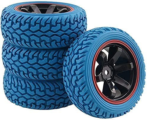 Jantes de roue de voiture en caoutchouc 75 mm Échelle 1/10 sur route Bleu Cover