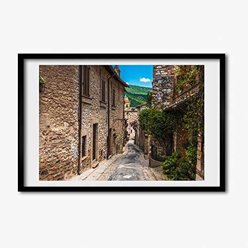 Tableau cadre en bois MDF 60x40 cm Tulup décor peinture moderne rue charmante