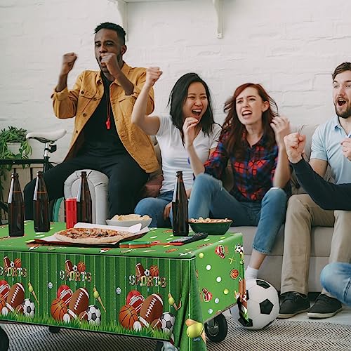 Image of Sports Theme Birthday Party Supplies,3pcs Sports Plastic Tablecloths Disposable All Star Table Covers Soccer Basketball Baseball Football Theme Table Cloth Decoration