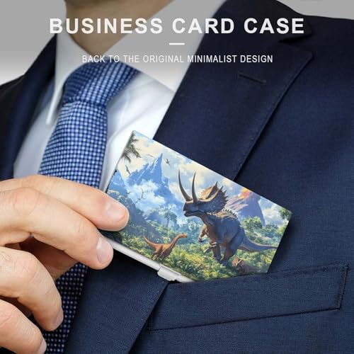 Triceratops Dinosaur Ancient Jungle Business Card Holder Slim Credit Case Pocket Name Case Wallet for Men Women3