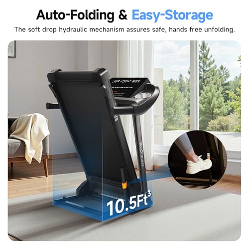 Treadmills for Home with Incline, Auto Foldable Running Treadmills, 8.0 MPH Walking Pad Treadmill with Bluetooth, 300 lbs Weight Capacity Quiet - Image 5