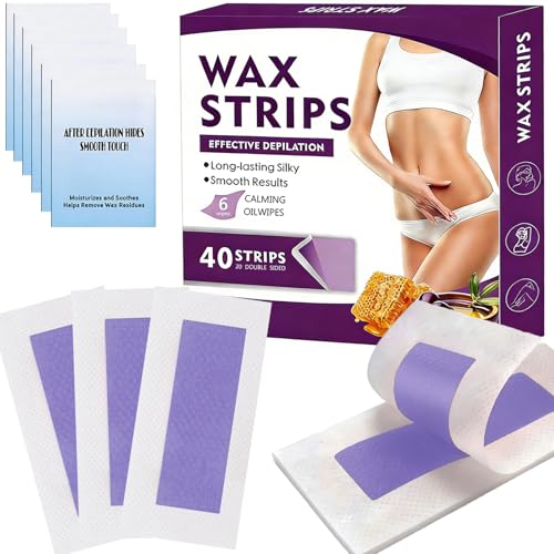 Wax Strips for Hair Removal,Waxing Strips for Women Sensitive All Skin,40 Face Wax Strips with 6...