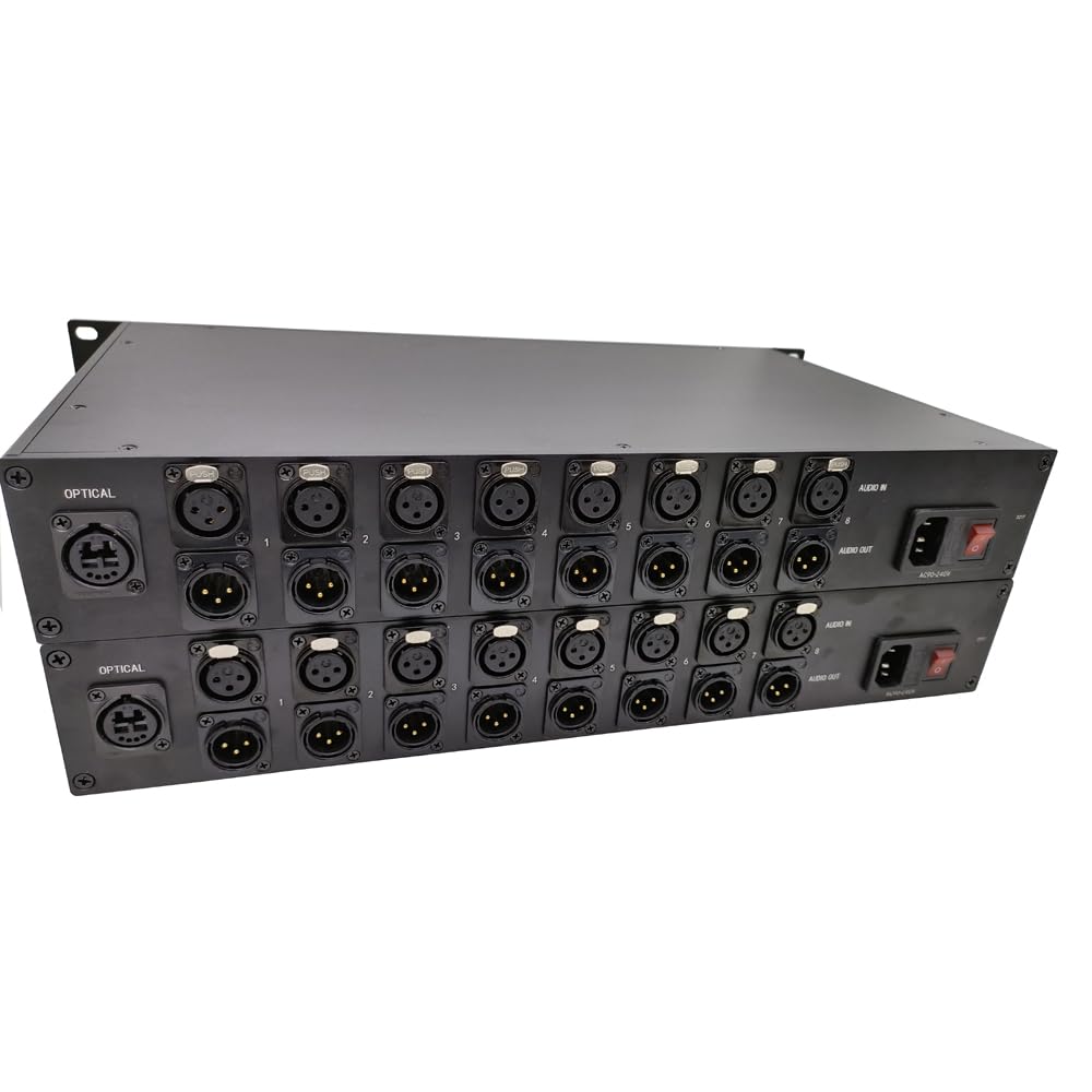 4 Channel 2 Way 24-bit XLR Line-Level Balanced Audio to Fiber Converter Over 20 Km SMF or 500 Meters MMF with 1U Chassis (BY-XLR-117-24B(8 Ch 2 Way Line Balanced Audio to Fiber with 1.5U)