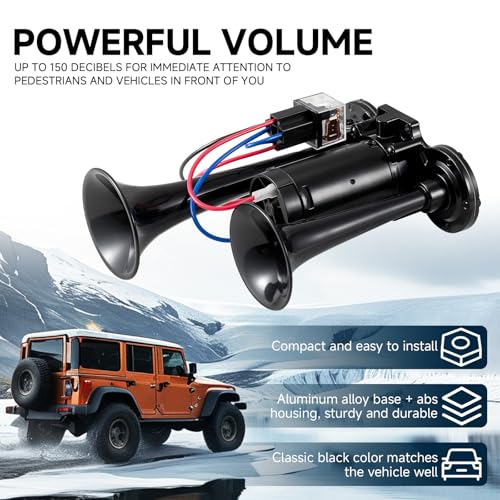 Banhao BH-LTSG Electric Air Horn For Truck 150Db Super Loud Black Horns Dual Trumpet Air Horns thumb #1