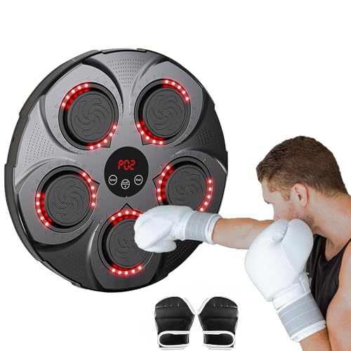 Vlio Music Boxing Machine, Smart Bluetooth Boxing Machine Wall Mounted, Home Smart Boxing Target Workout Machine, Musical Punching Equipment for Kids and Adults - (Red)