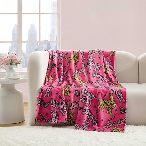 Image of Betsey Johnson - Blanket, Buttery-Soft Throw Blanket for Couch or Bed, Boldly Plush & Oversized Bedding (Butterfly Tiger Pink, 50 inch x 70 inch)