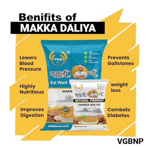 Image of Vasani G Makka Daliya | Corn Porridge | Maize Zea-Mays Makki Makai Sweet Corn Popcorn | Cracked & Broken Corn Dalia for Upma Lapsi Rava Kanji Khichdi Cereal Flakes - 500g