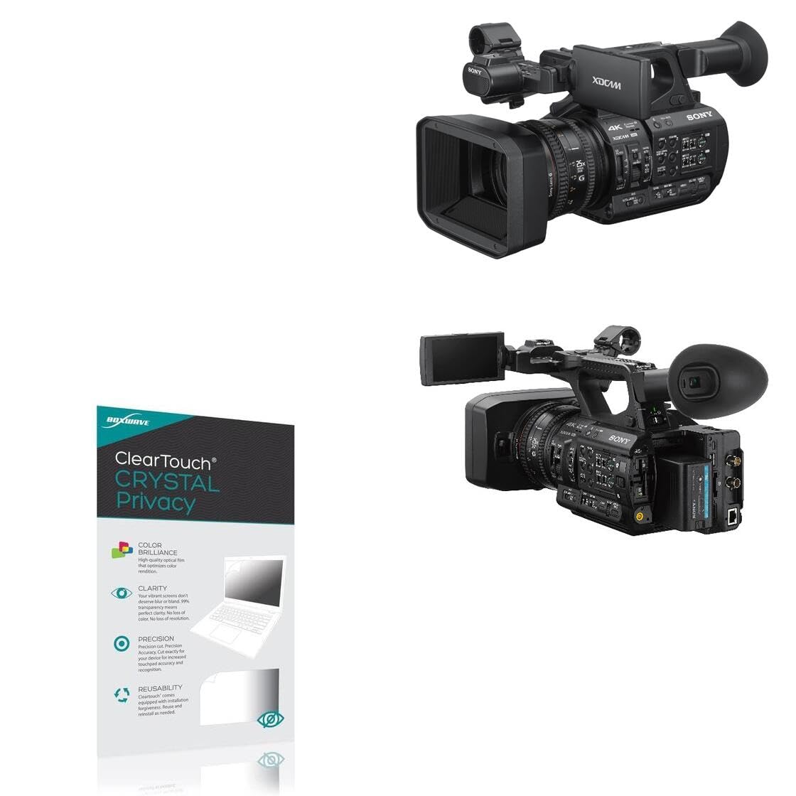 BoxWave Screen Protector Compatible With Sony PXW-Z190 - ClearTouch Crystal Privacy (2-Pack), Privacy Screen Protector Flexible Film Clear