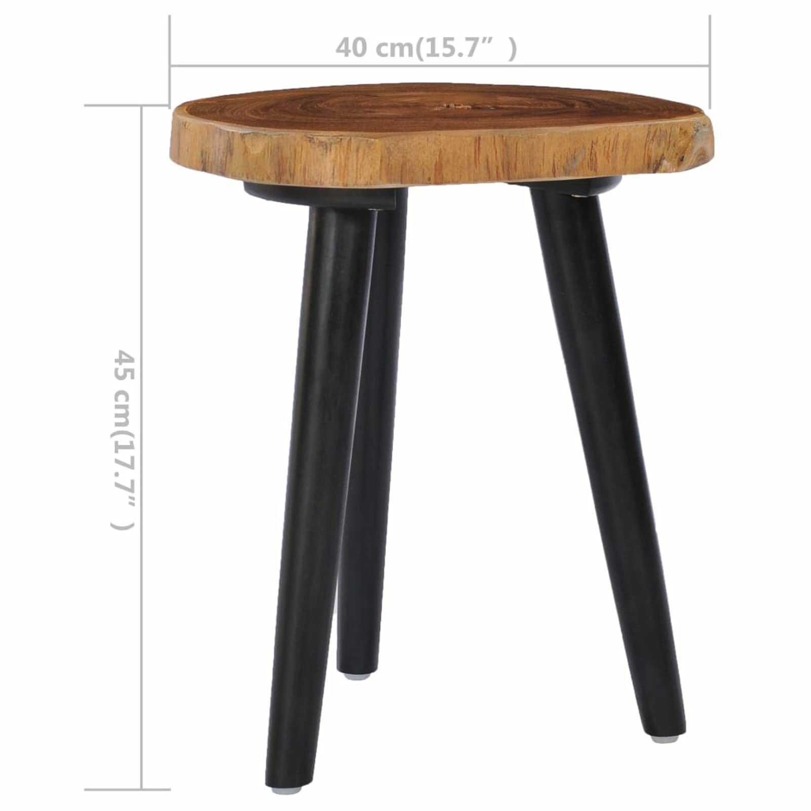 Homgoday Table basse 40 x 45 cm en teck massif, table d'appoint, table d'appoint pour salon, salle de réception d'invités, chambre à coucher et mobilier de bureau