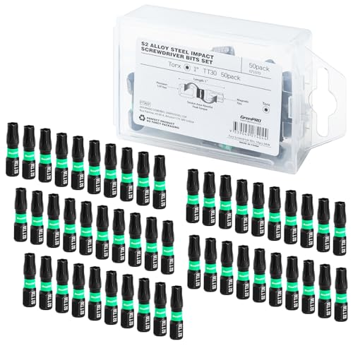 Security Tamper Proof Torx Impact Driver Bit Set, 1/4" Hex-Shank S2 Steel Mini Star, CNC Machined Tips, 1" Long 50pack (TT30) Magnetic Torque With Storage Box