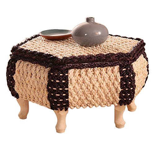 HOIHO Japanese-Style Hexagonal Tatami Coffee Table Handmade Rattan Cof