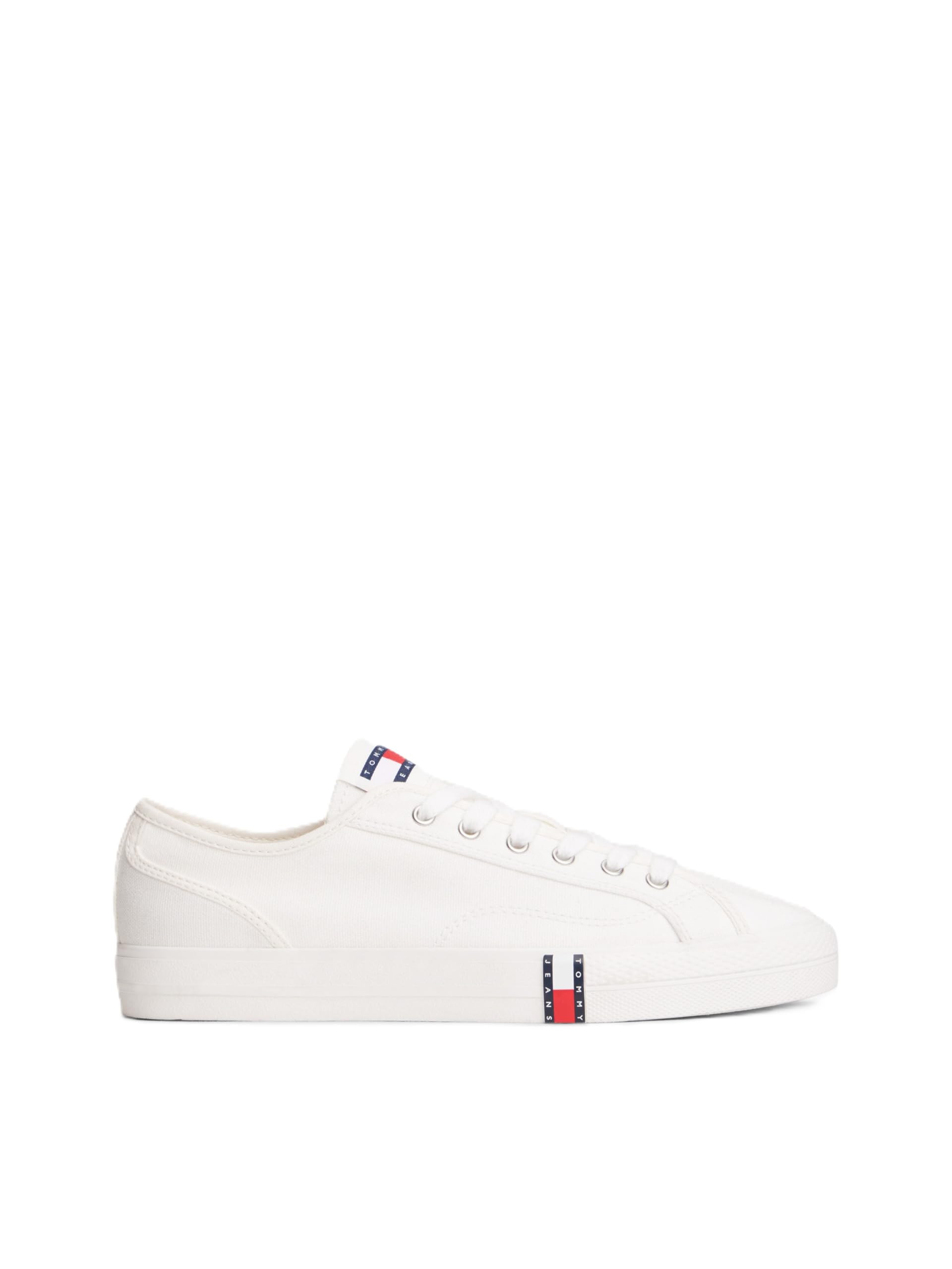 Tommy Jeans Donna Sneakers in Tela Archive con Lacci, Bianco (Ecru), 36