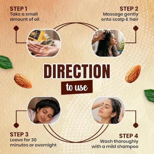 Image of Aryanveda Ayurvedic Almond & Olive Hair Oil With Italian Olive & Mamra Badam, Anti - Hairloss, Anti -Dandruff & Anti- Graying, For All Hair Types 200ml (Pack of 3)