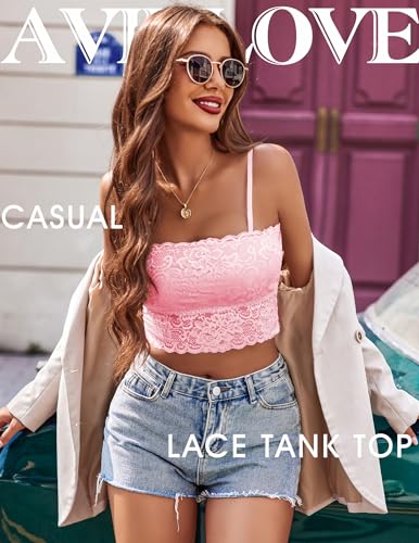 Image of Avidlove Bralettes for Women Lace Spaghetti Strap Tank Top Tube Slim Basic Camisole