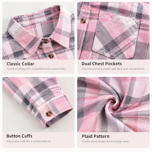 Cute Flannel Shirts for Women Long Sleeve Button Down Plaid Shirt - image 5
