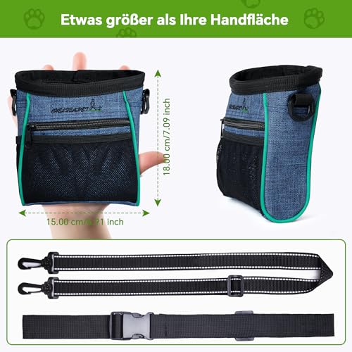 Leckerlibeutel für Hunde, Große Futtertasche für Hundetraining, Bauchtasche mit verstellbarem Gurt, Snackbeutel aus Oxford-Stoff, Praktische Bauchtasche für Hundetraining, Blau