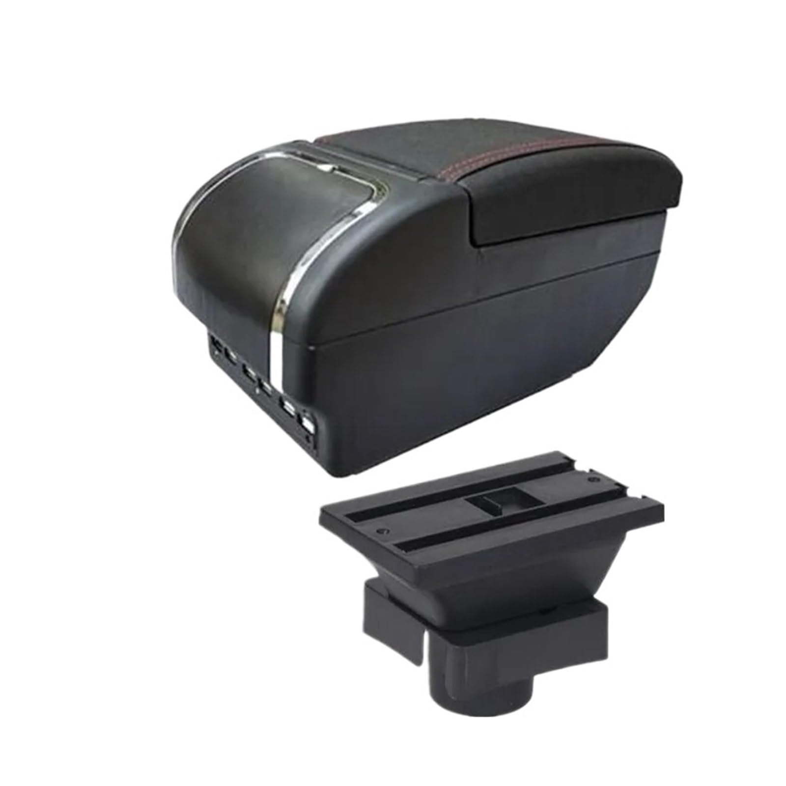 UMDJJU For Citroen For C4 Hatchback 2004-2011 Car Armrest Box Storage USB Port Retrofit Accessories Car Centre Console Armrest Box(E red line 9USB)