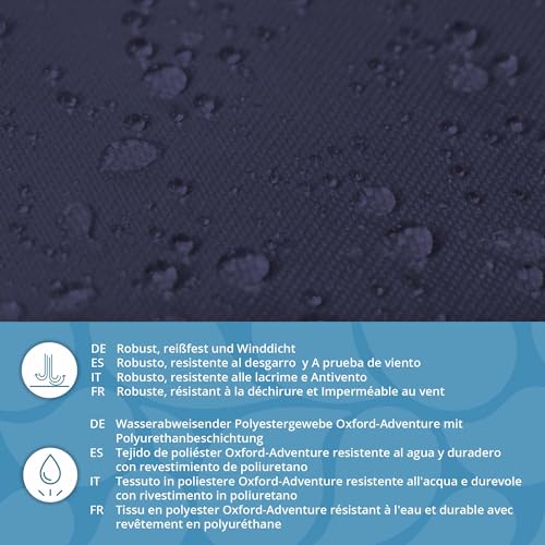 DreamRoots Segeltuch Wasserdicht - Polsterstoff Meterware 160 cm breit - Wasserabweisender Stoff 220 g/m2 600D - Markisenstoff Wasserdicht Meterware Marineblau 1M