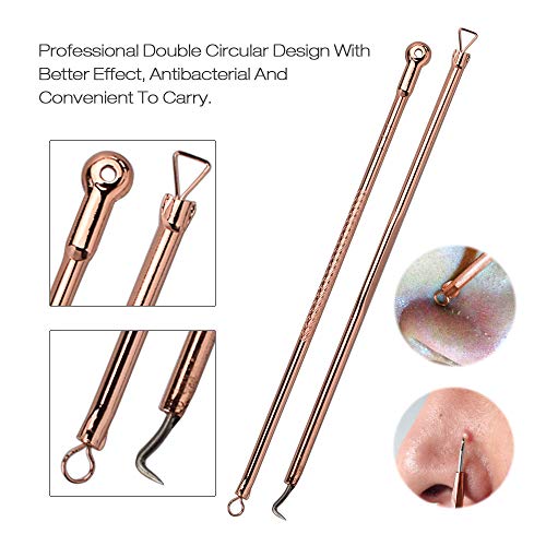 ATOMUS 4 Pcs Pimple Popper Kit Spot Remover Extractor Tool Stainless Steel Acne Pimple Comedone Extractor for Face Nose… - Afbeelding 5