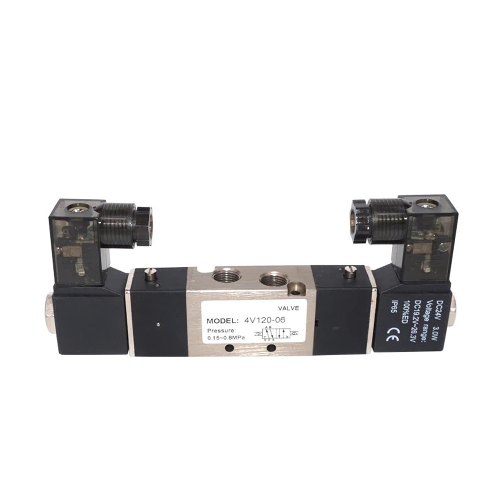 Jpvlcndj 4V120-06 Dc24v 4V120-06 1/8'' 24V Double Postion 5 Way Air Solenoid Valve Dual Coils(4V120-06 Dc24v)