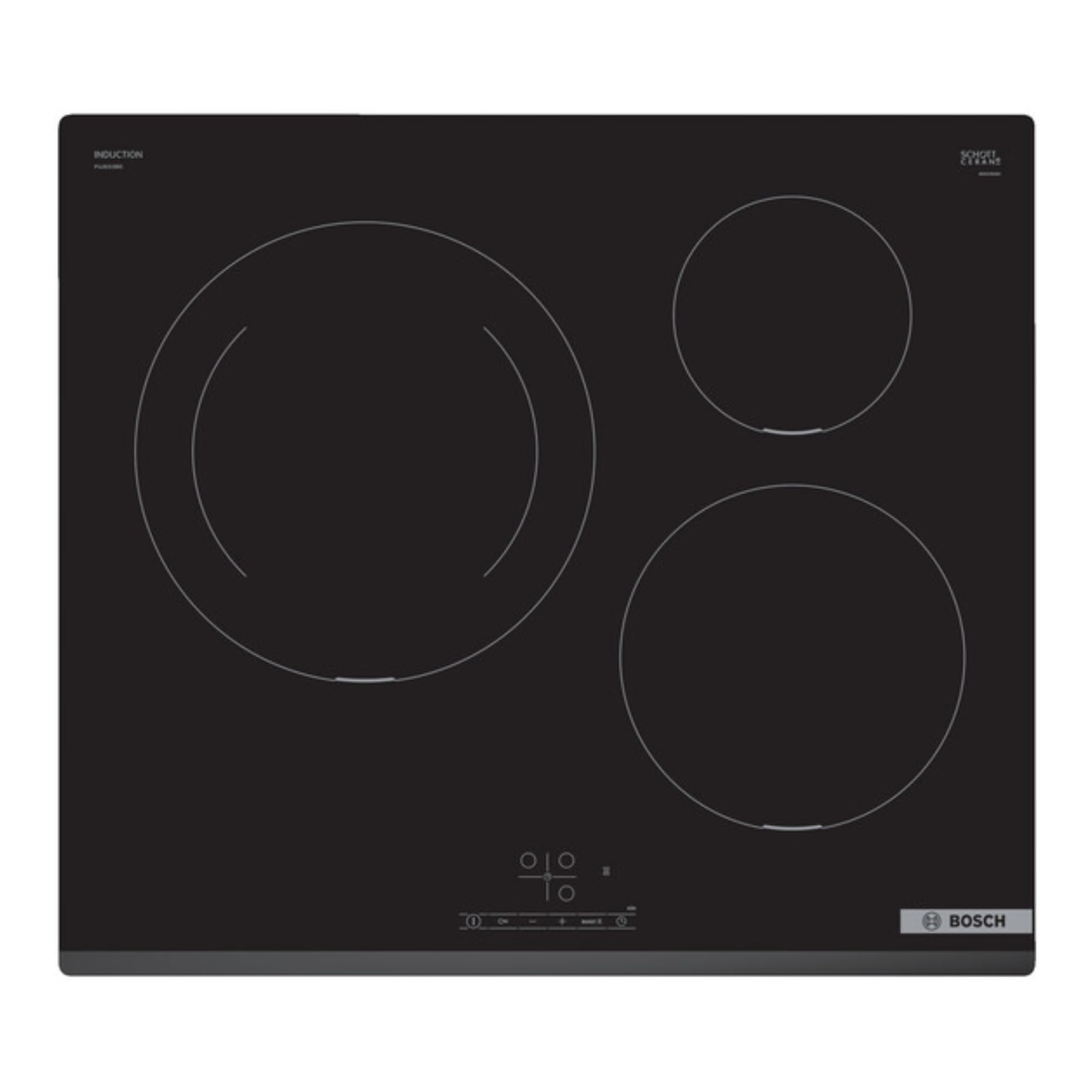 Bosch - Placa de inducción, 60 cm, 3 zonas, Zona de 28 cm Función Sprint, Negro, PUJ631BB5E