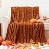 Battilo Caramel Throw Blanket for Couch, Rust Throw, 51" x 67", Super Soft Warm Chenille Cable Knit Blanket Boho Decorative Fall Throw Blanket for Bed, Sofa and Living Room #1