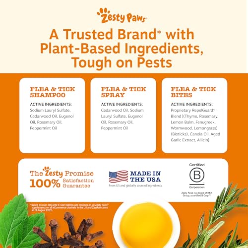 Image of Zesty Paws Flea and Tick Kit for Dogs - Shampoo, Spray & Soft Chews that Kill Fleas, Ticks & Their Eggs - Prevention, Protection & Repellent - Soothes Itchy & Irritated Dog Skin