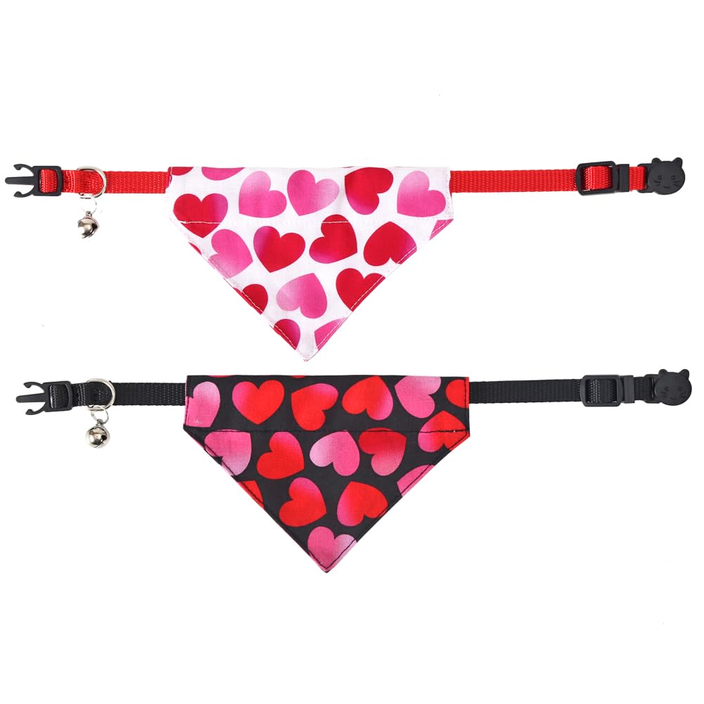 Valentine Katzenhalsband mit Halstuch, Glöckchen, verstellbar, für kleine Hunde, Welpen, Mädchen und Jungen