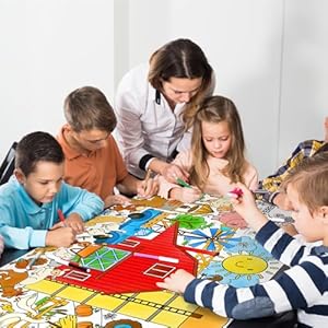 Gatherfun Farm Animal Party Giant Coloring Poster 315X 72 Inches Versatile Classroom Wall Decor Birthday Activity Farm Poster or Table Cover for School Parties and Special Events