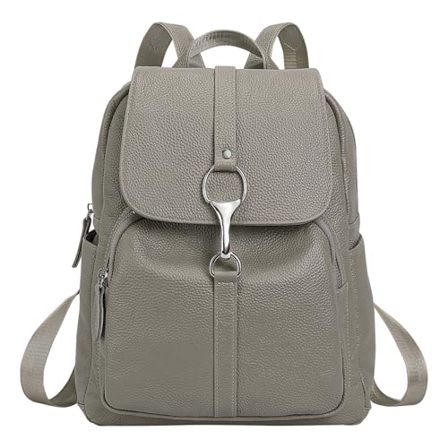 Image of BOYATU Genuine Leather Backpack Purse for Women: Fashion Soft BackPacks Bag - Anti theft Travel Shoulder Handbag (Grey)