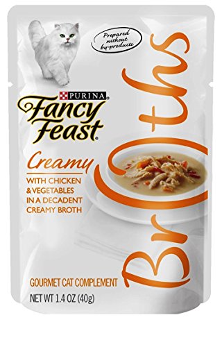 Fancy Feast Broths For Cats Chicken & Vegetables In A Decadent Creamy Broth - Pack of 16, 1.4 Oz. Ea.