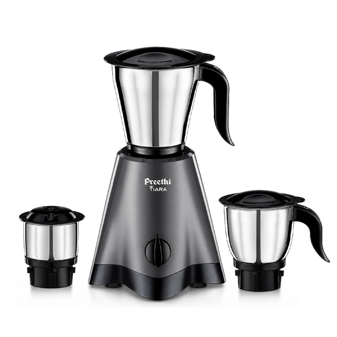 Preethi Tiara Mixer Grinder for Kitchen | 500 Watt Mixie | 3 Stainless Steel Jars (0.3L, 0.7L and 1.2L) | Grey & Black-image-24