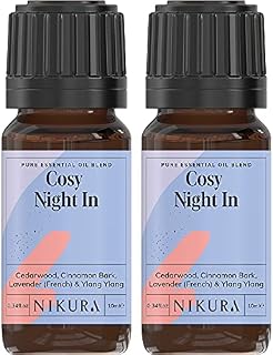 Nikura Cosy Night in Essential Oil Blend - 10ml | Made from Lavender, Cedarwood, Cinnamon, Ylang Ylang | for Sleeping, Aromatherapy, Diffusers, Soap Making, Candle Making | Vegan & UK Made