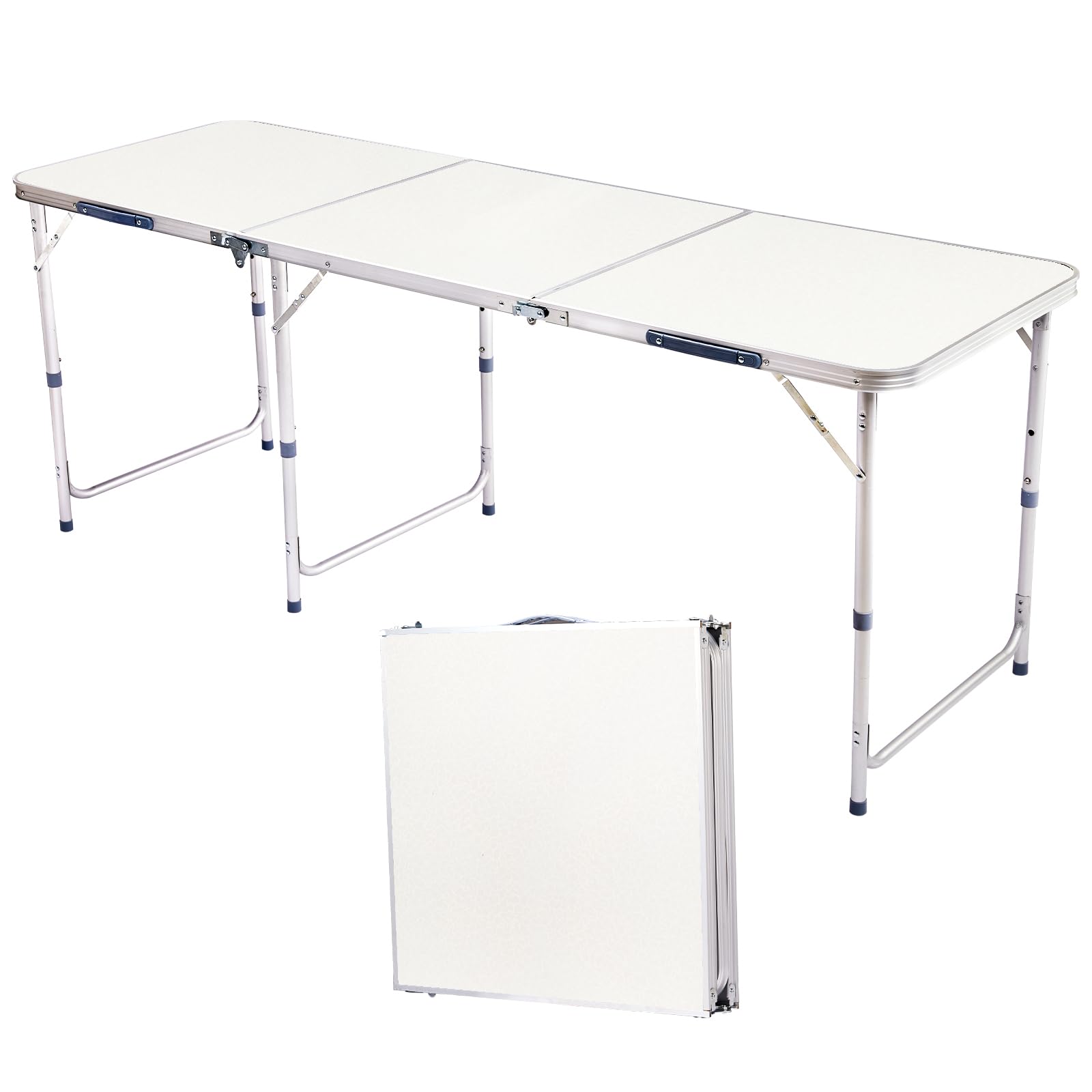 Table pliante 1,80 m en plastique robuste et portable avec poignée