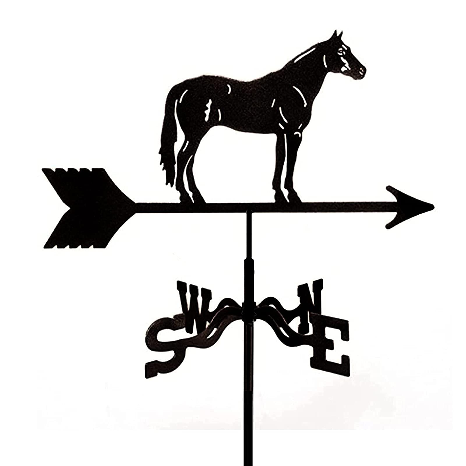 Farm Stainless Steel Home Weather Vane Wind Direction Indicator Weathervane Measuring Tools for Garden Decor Roof Outdoor, Weathercock Courtyard Decoration (Color : Horse)