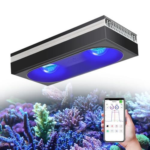 PopBloom RL180 Reef Aquarium Light, lampada LED dimmerabile da 180 W per acquari marini con controllo WiFi, illuminazione LED per acquario marini con barriera corallina 40-60cm marine tank