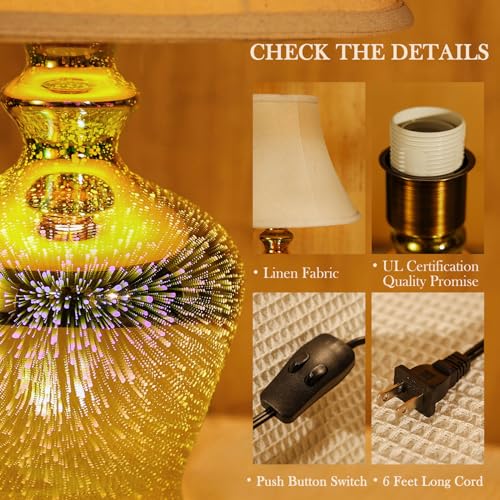 Porseme 3D Effect Glass Table Lamp, Handmade Glass Base, Energy Saving LED Bulb Included, Stylish and Durable, Perfect for Bedroom, Living Room, Office - image 4