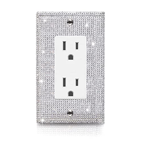 Image of Shiny Silver Rhinestones Outlet Covers Wall Plate Single Toggle Decorative Switch Plates And Outlet Covers Rhinestones Light Switch Cover