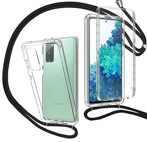 MXKOCO 360 Degré Coque pour Samsung Galaxy S20 FE Coque - Silicone Cordon Tour De Cou Telephone Housse Étuis À Bandoulière Et Cordon Collier avec Réglable Cordon Tour de Cou Lanière pour Portable Cover