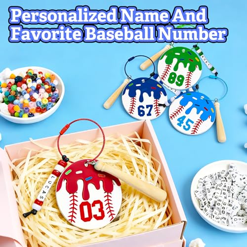 Kit de llaveros de cuentas para manualidades de sófbol y etiquetas de equipaje 6