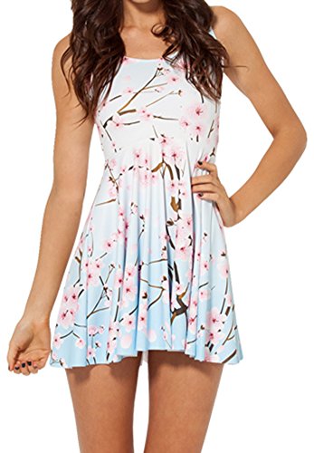 Image of Sister Amy Printed Elastic Sleeveless Shaping Breathable Camisole Skater Dress