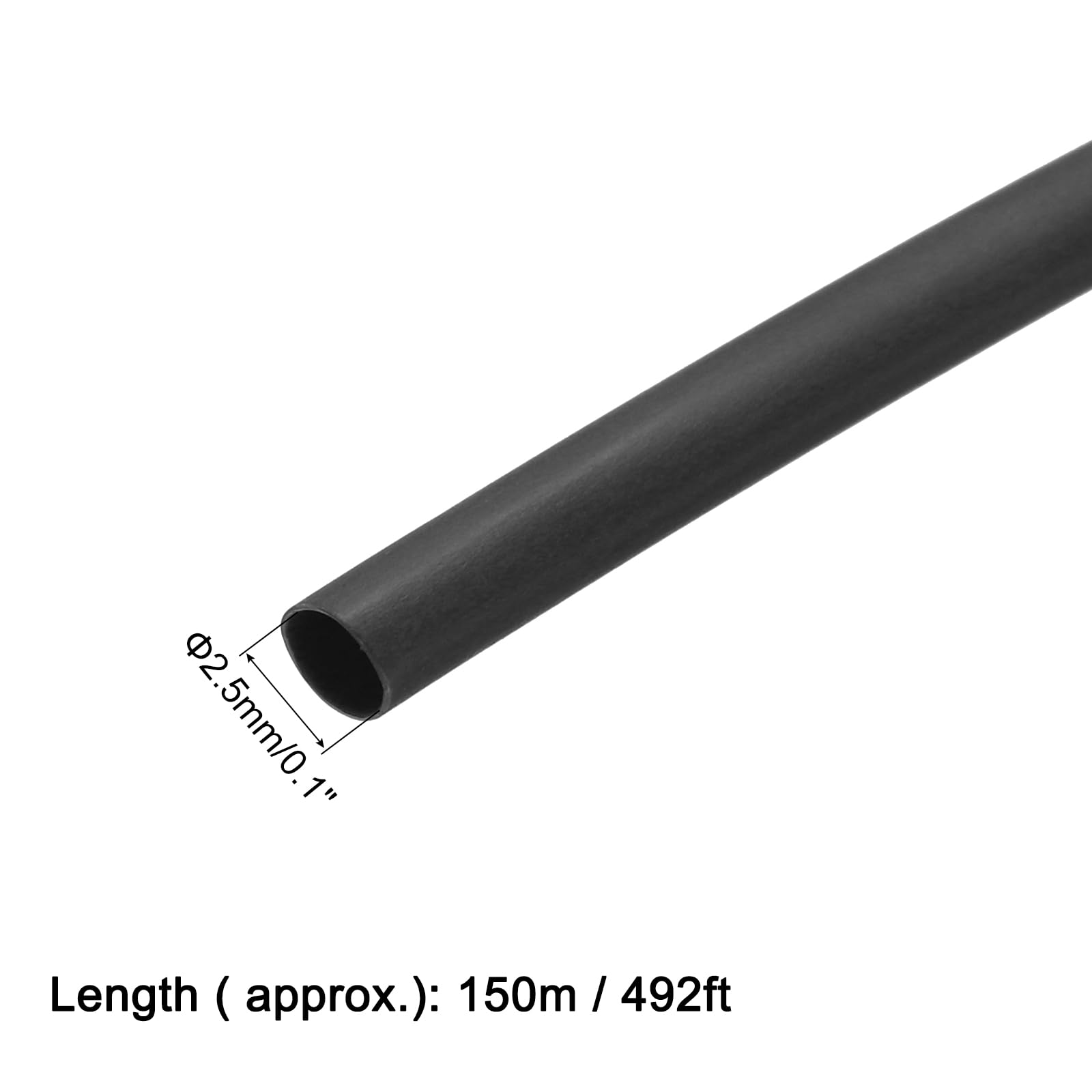 QUARKZMAN Tubo Termorestringente, 2,5mm Dia 2:1 Guaina Termorestringente Tubi, Guaina Termorestringente per Cavi Tubo 150m Lunghezza Termorestringente per Cavi Elettrici, Nero
