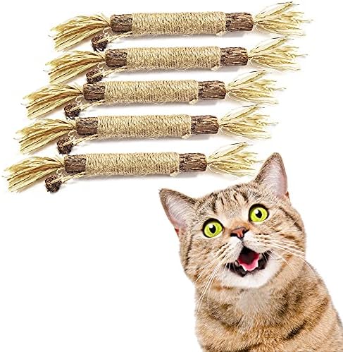 HomeDoReMi Cat Toy 5 Packs , King Size Cat Chew Toy, Kitten Teething Toys, Cat Chew Toys for Aggressive Chewers, Silvervine Chew Sticks for Cats, Catnip Sticks,Calm Cat Anxiety and Stress